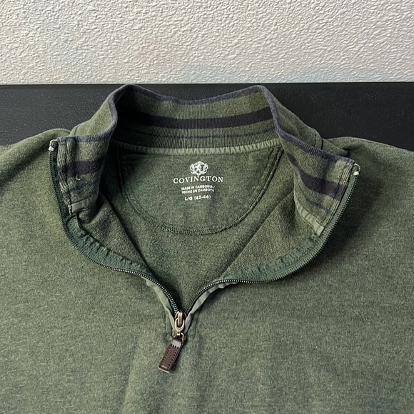 COVINGTON Olive Green Pullover Zipper V-Neck SZ Large - Picture 4 of 6